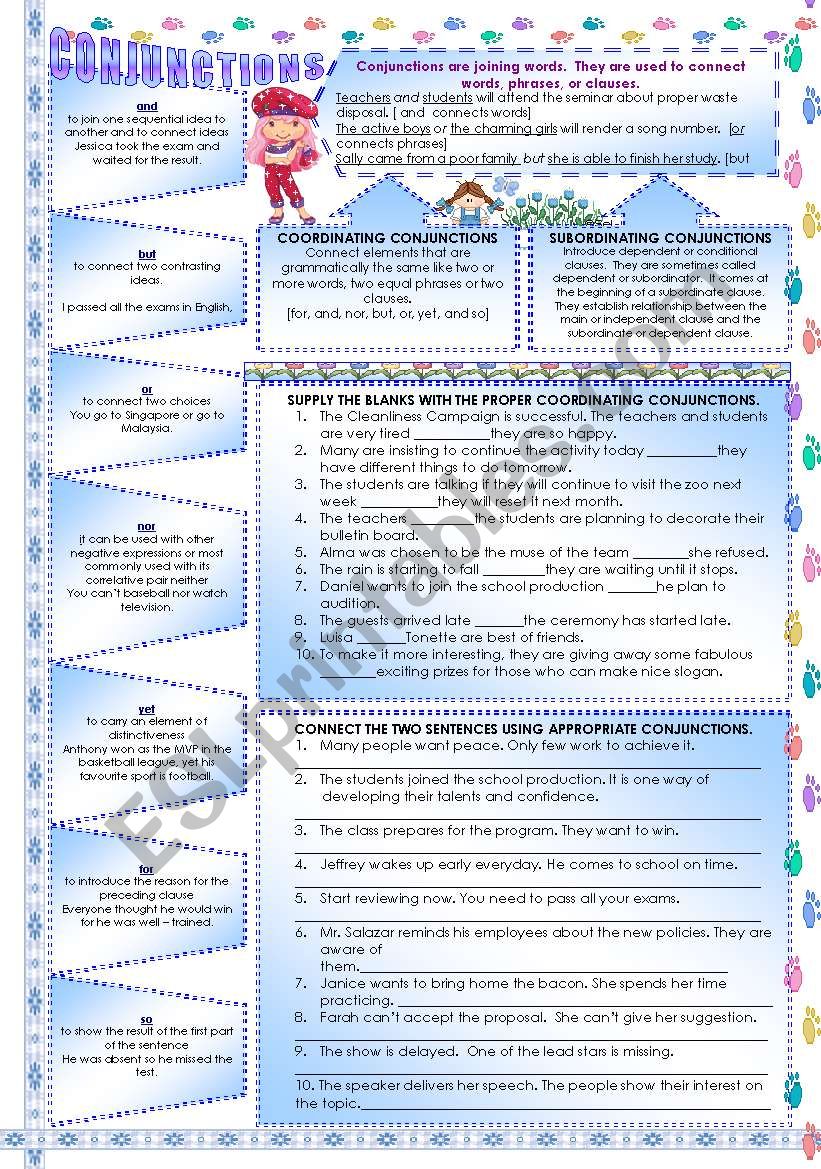 CONJUNCTIONS worksheet