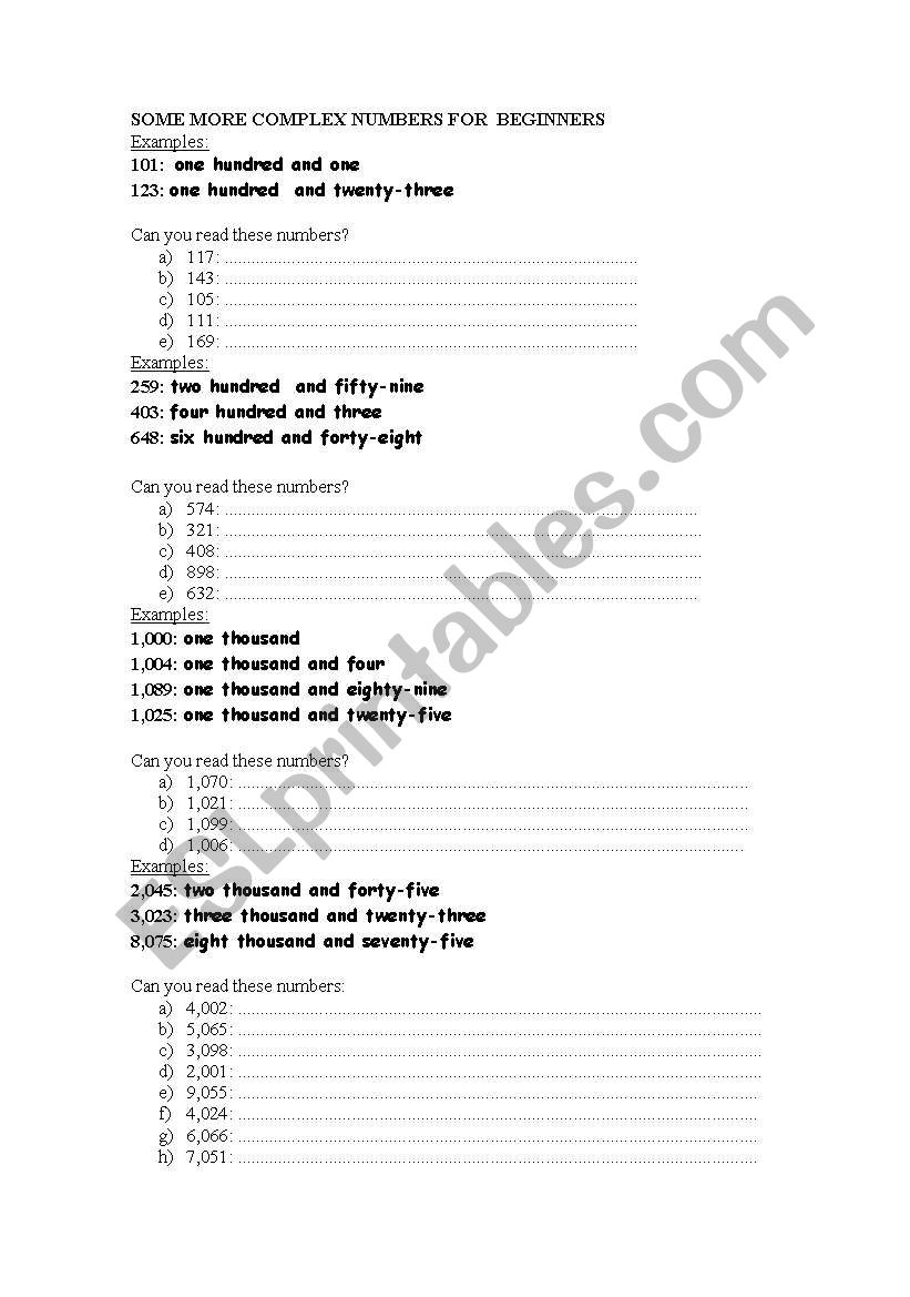 Cardinal numbers worksheet