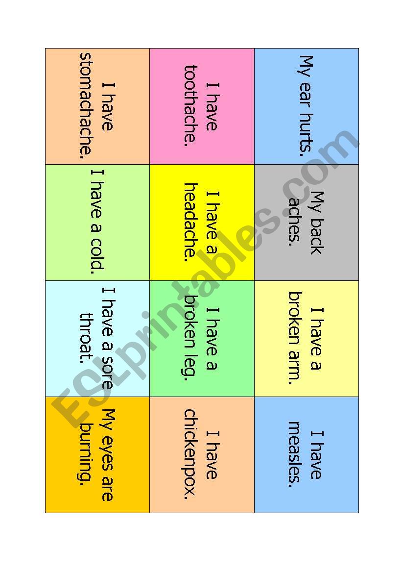 Aches and Pains worksheet