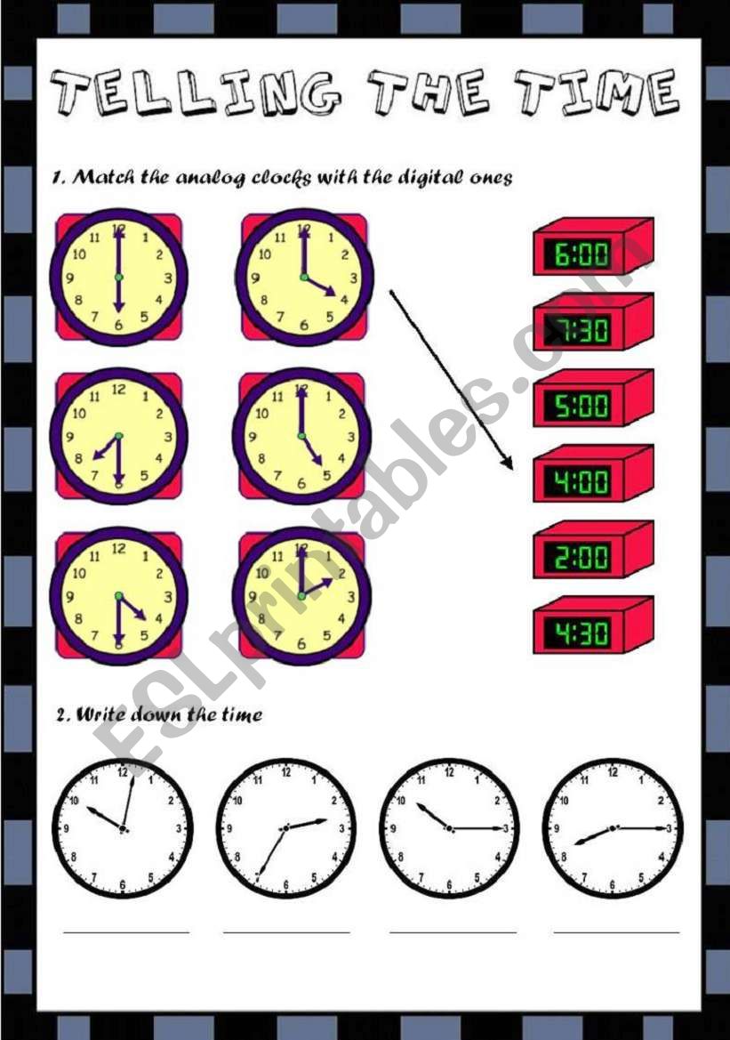 TELLING THE TIME 2 PAGES (4 exercises)