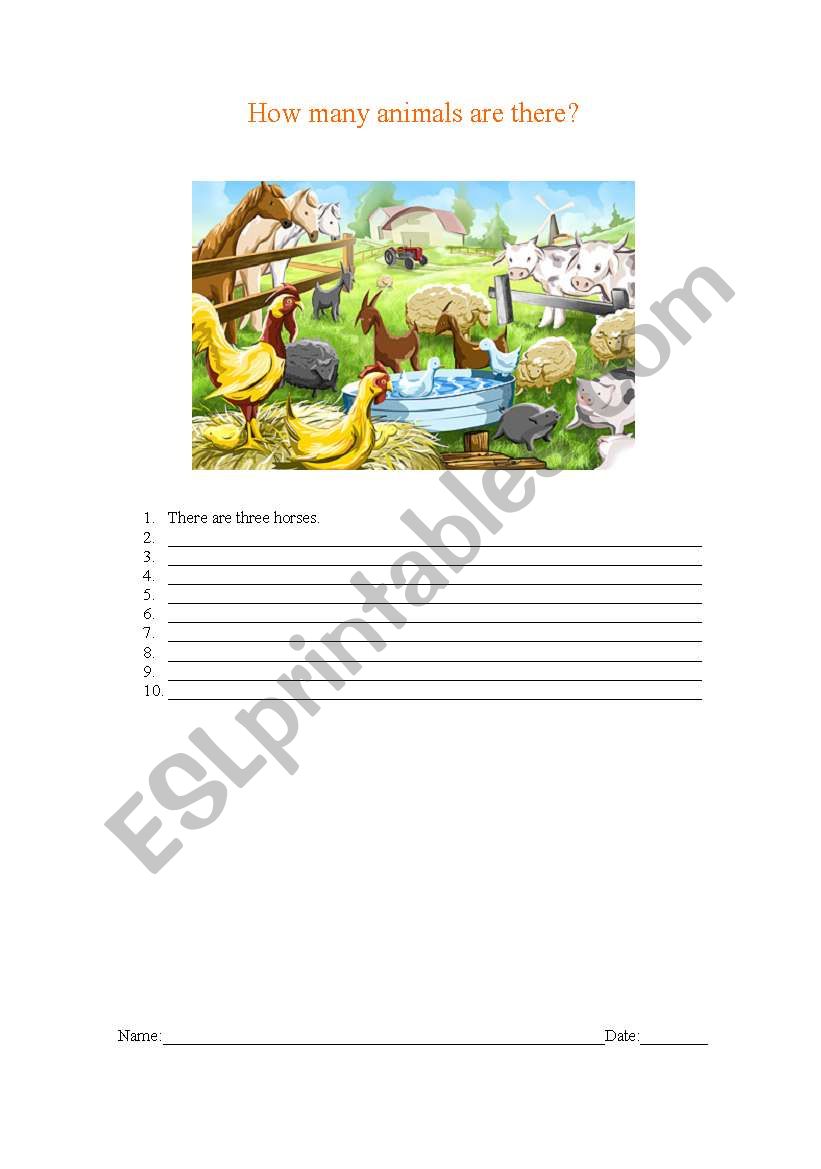 How many animals are there? worksheet