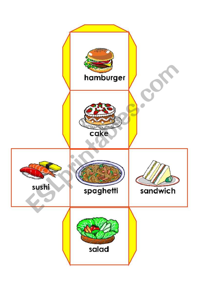   food dice 1/3 worksheet