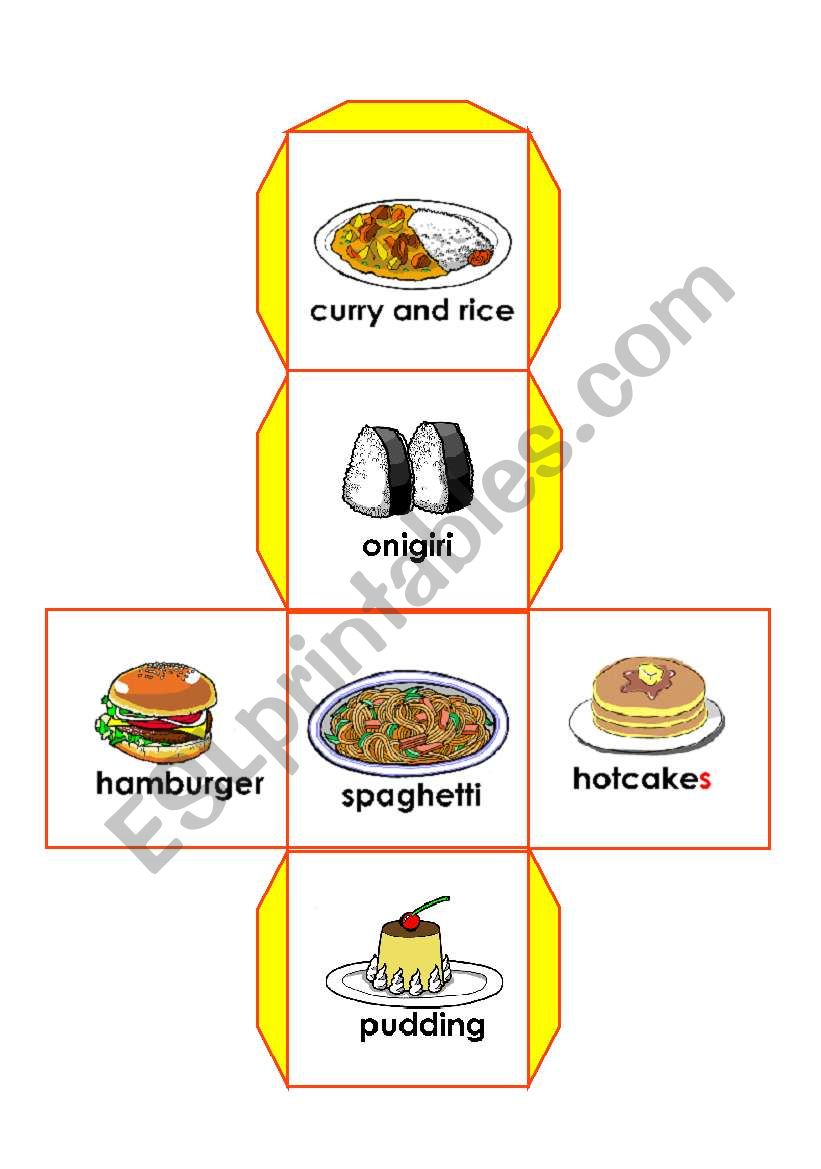 food dice 3/3 worksheet