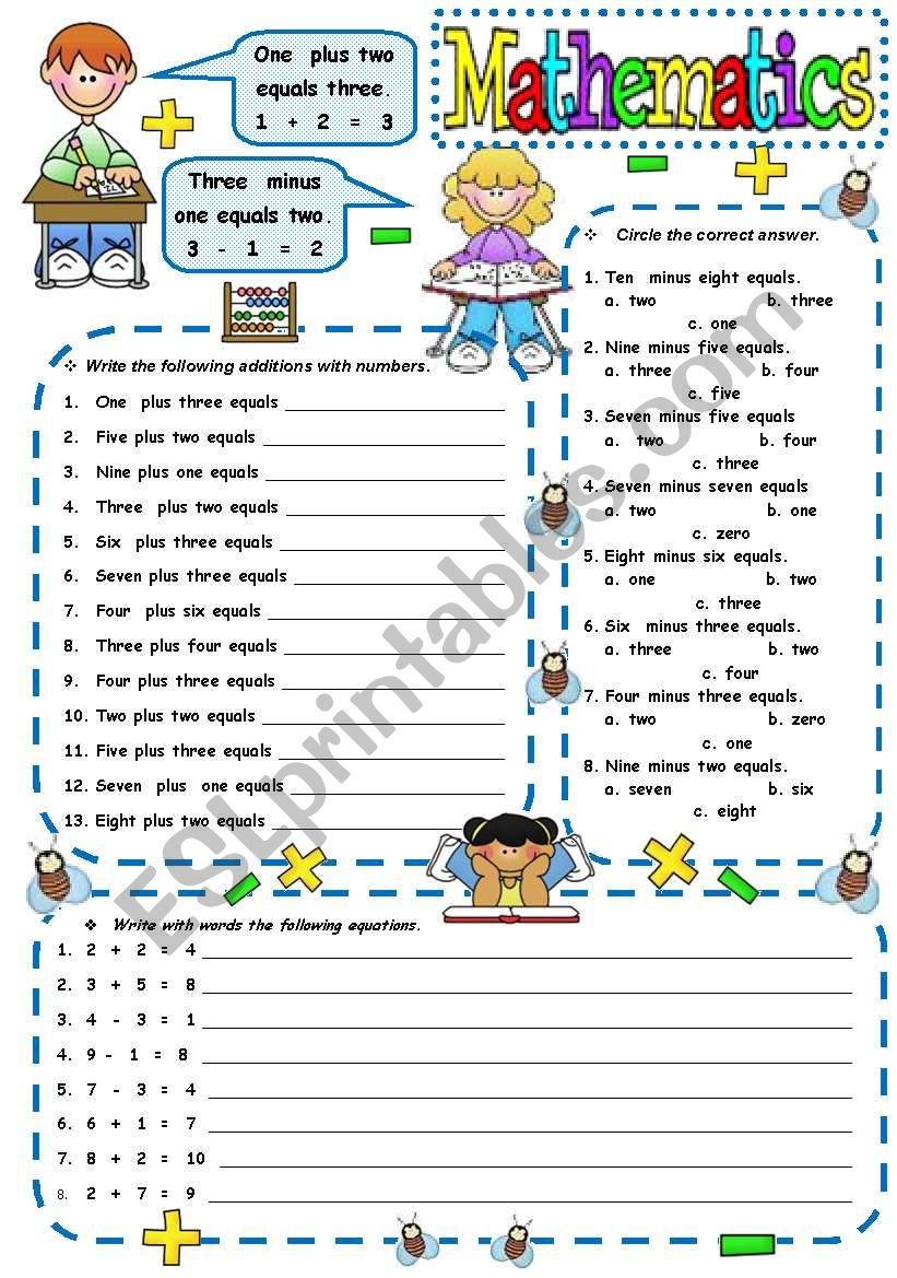 MATHEMATICS IN ENGLISH 1  worksheet