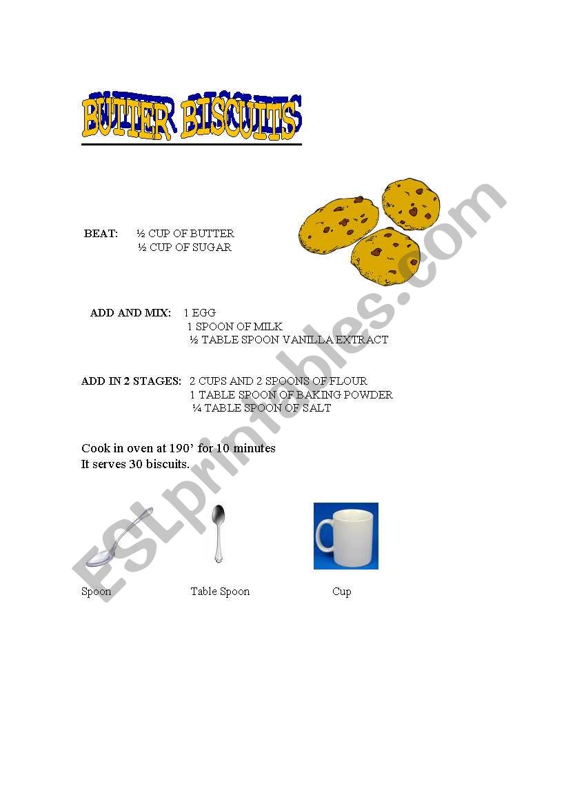Butter biscuits worksheet
