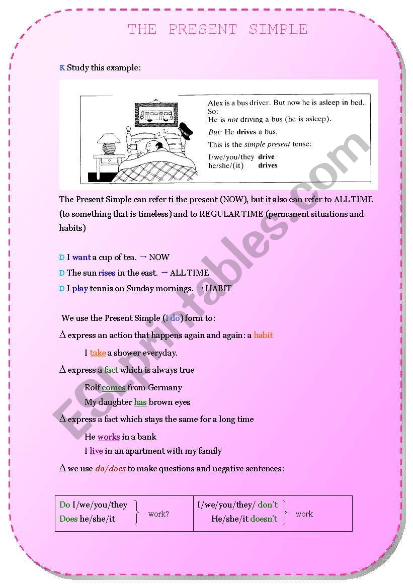 PRESENT SIMPLE worksheet