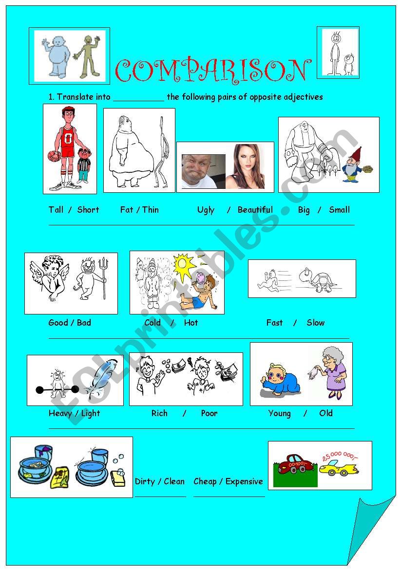 COMPARATIVES 1 OF 5 worksheet