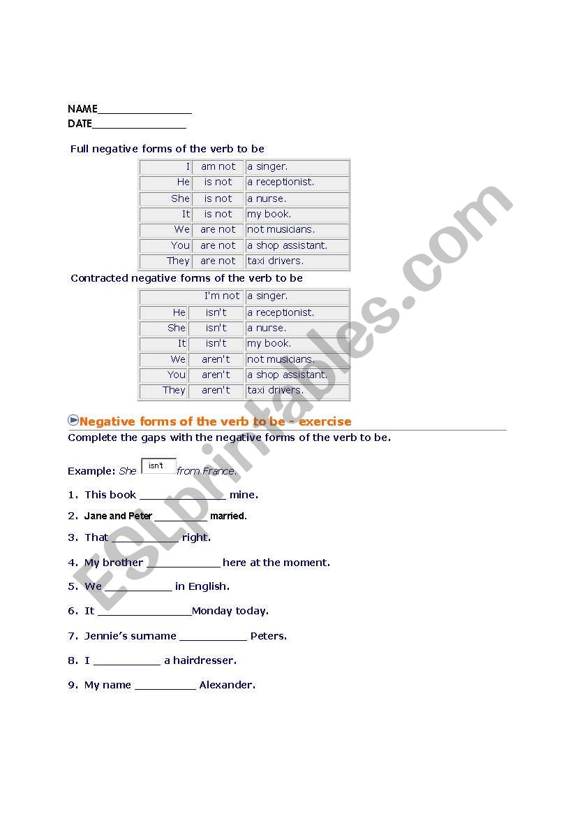 to be worksheet worksheet