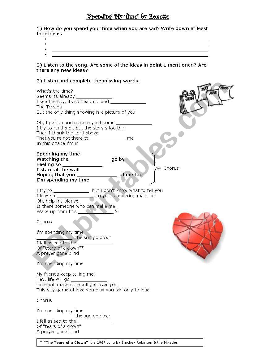 Spending my time (by Roxette) worksheet