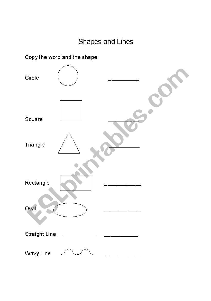 Shapes and Lines Worksheet worksheet
