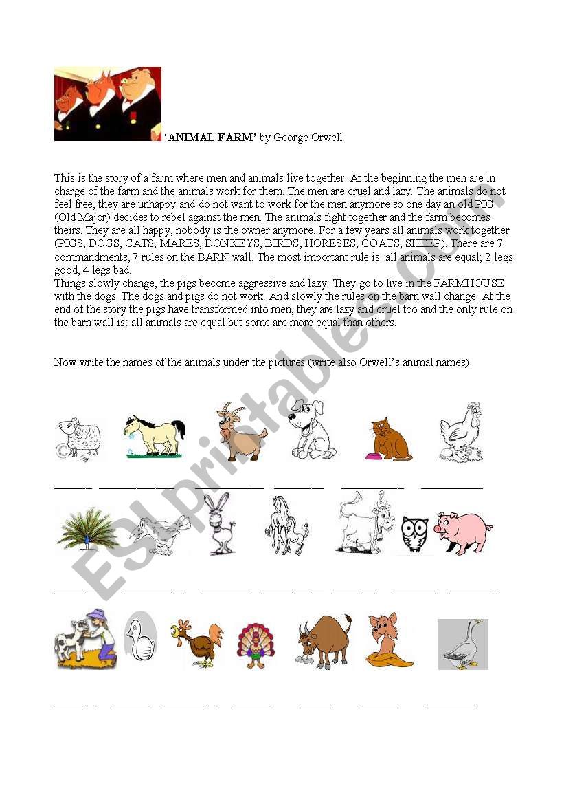 Animal Farm - Animals worksheet