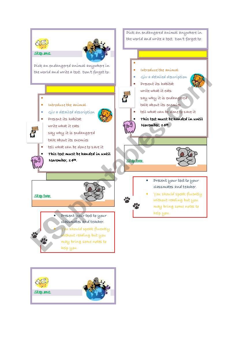 Endangered Species worksheet