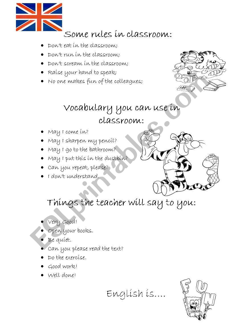 Rules and classroom vocabulary