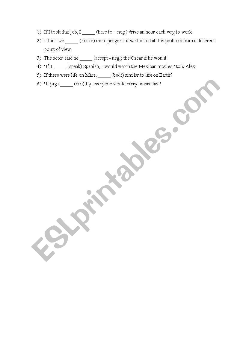 secon conditional worksheet
