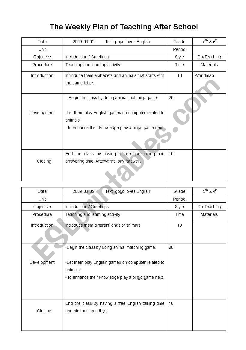 lesson plan worksheet