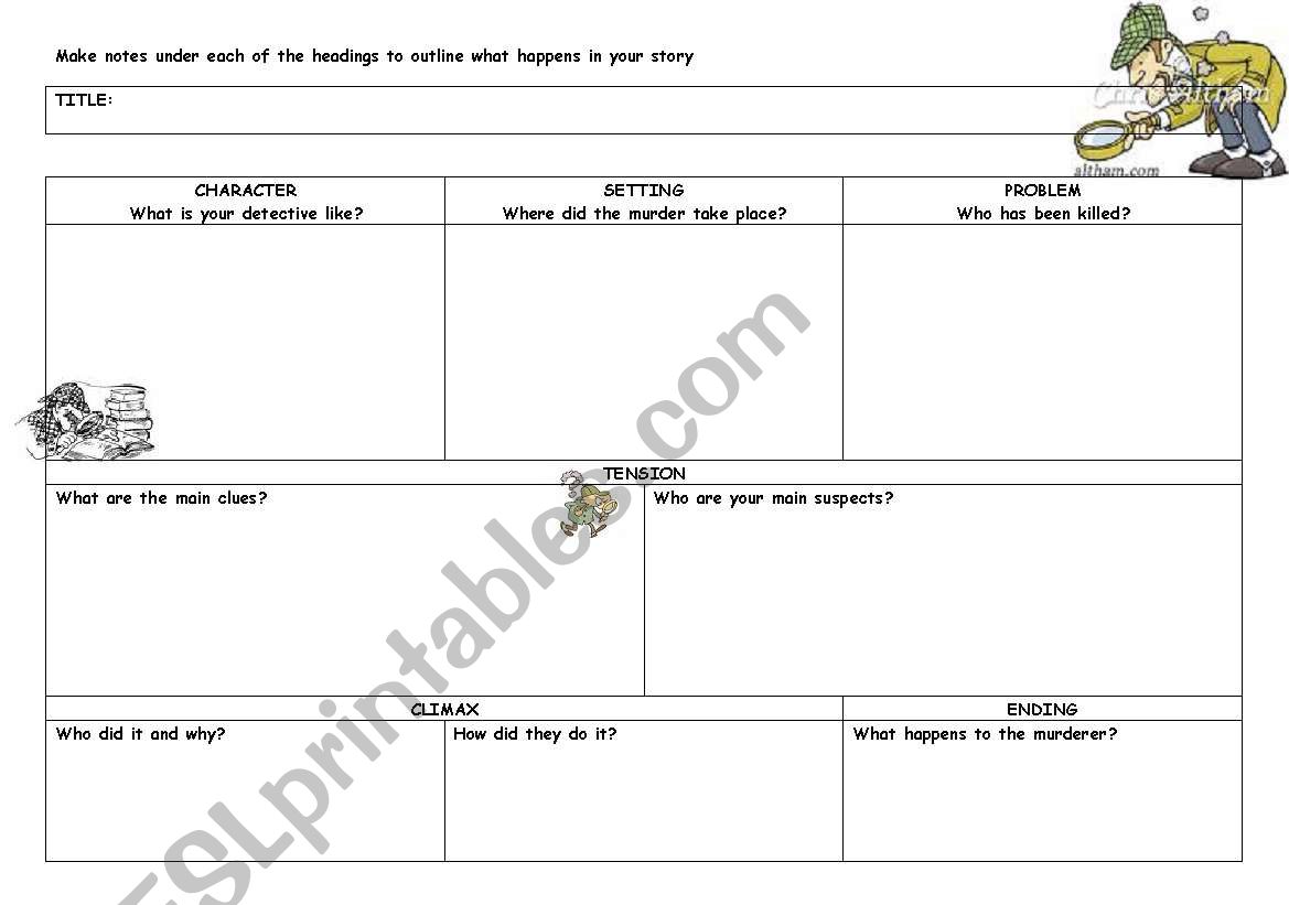 Planning a detective story  worksheet