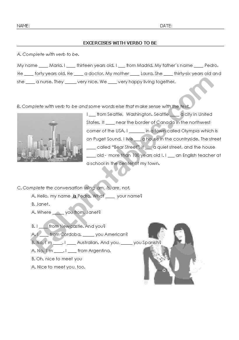 Verbo Tobe worksheet