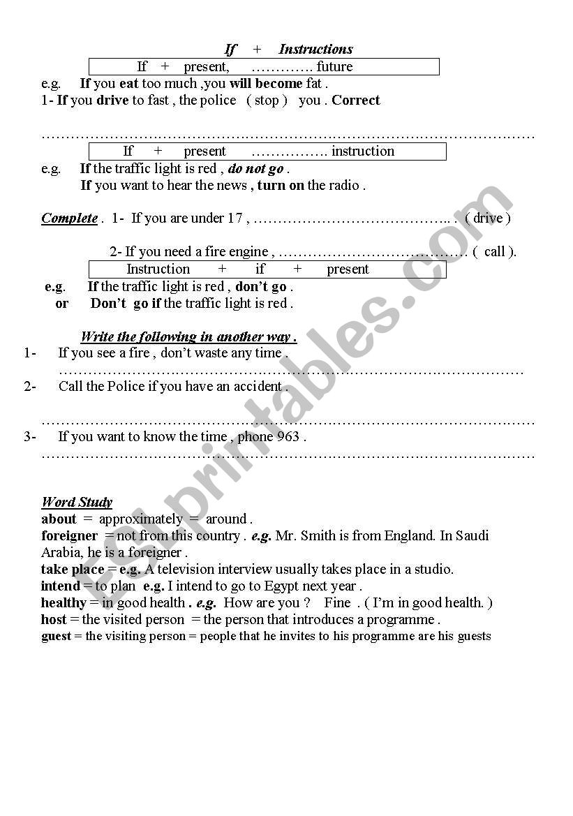 conditional plus word study  worksheet