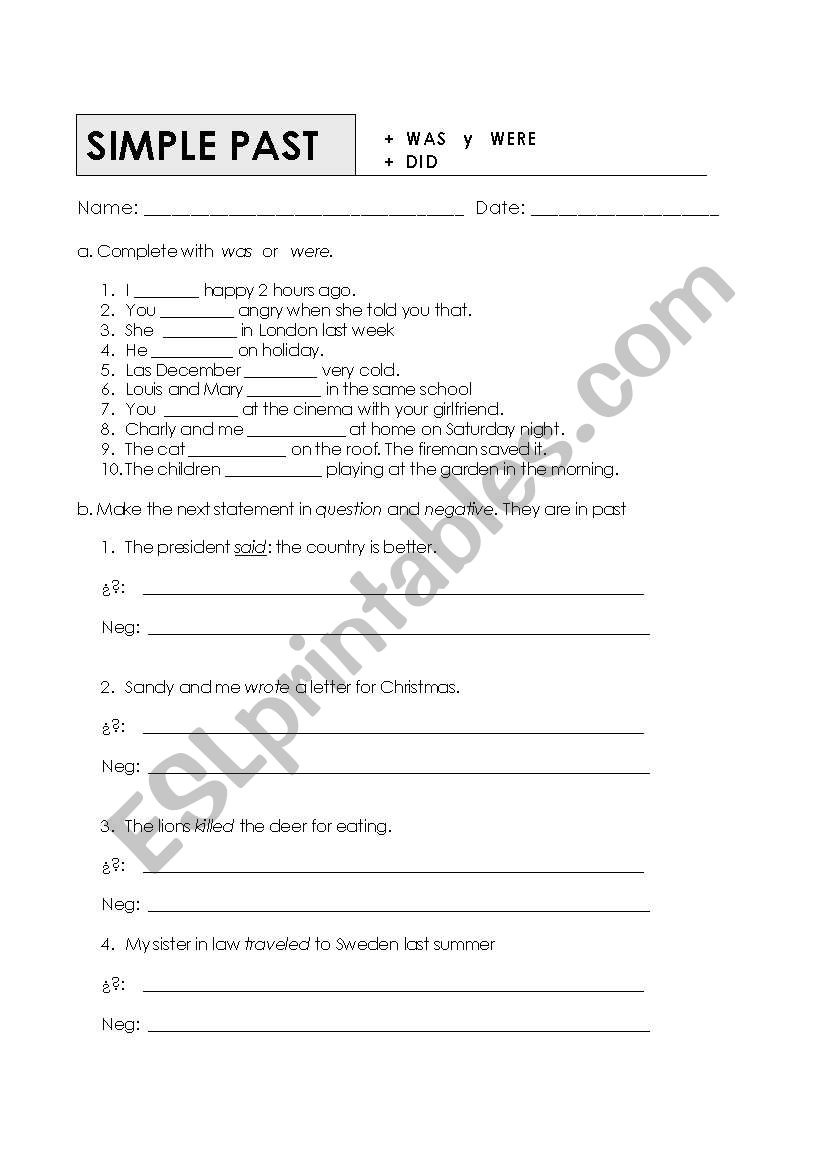 Simple Past worksheet