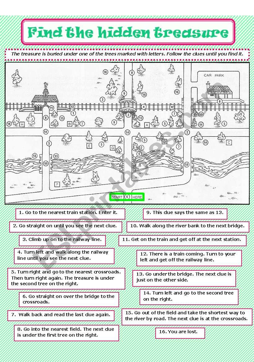 Find the hidden treasure worksheet