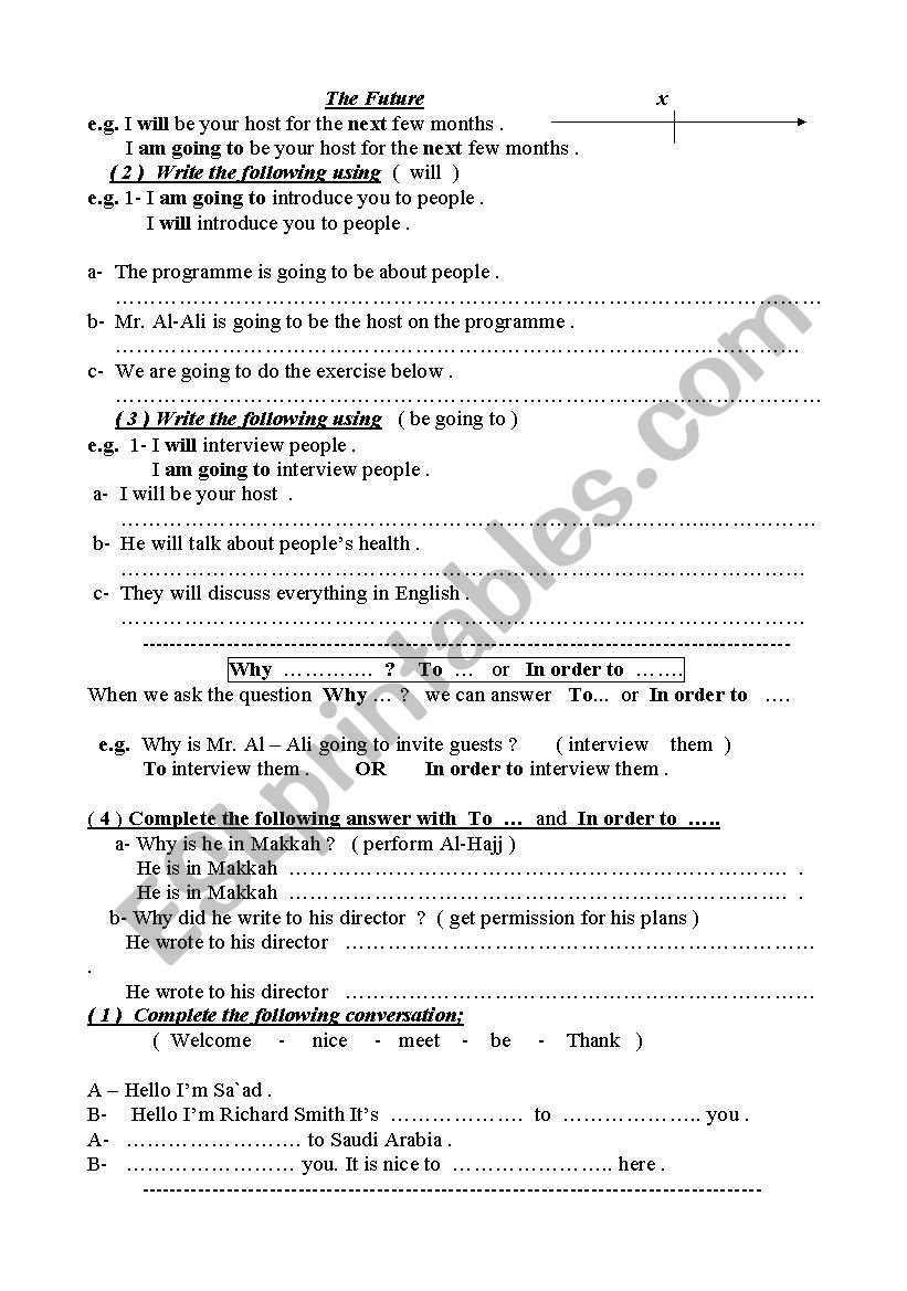 will & going to + exercises  worksheet