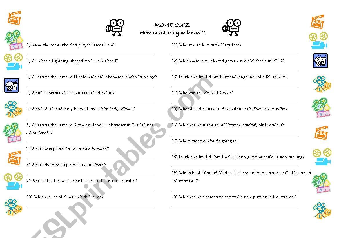 Movie Quiz worksheet