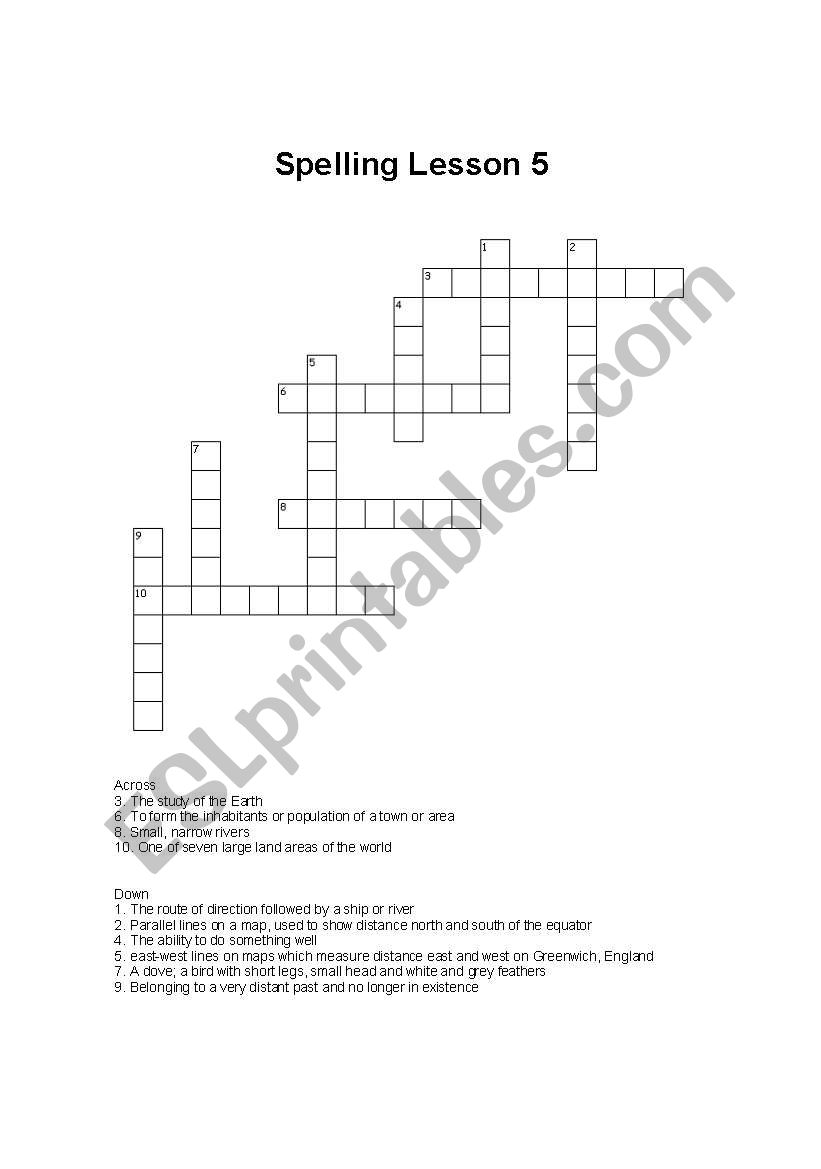 Spelling-Geography Words worksheet