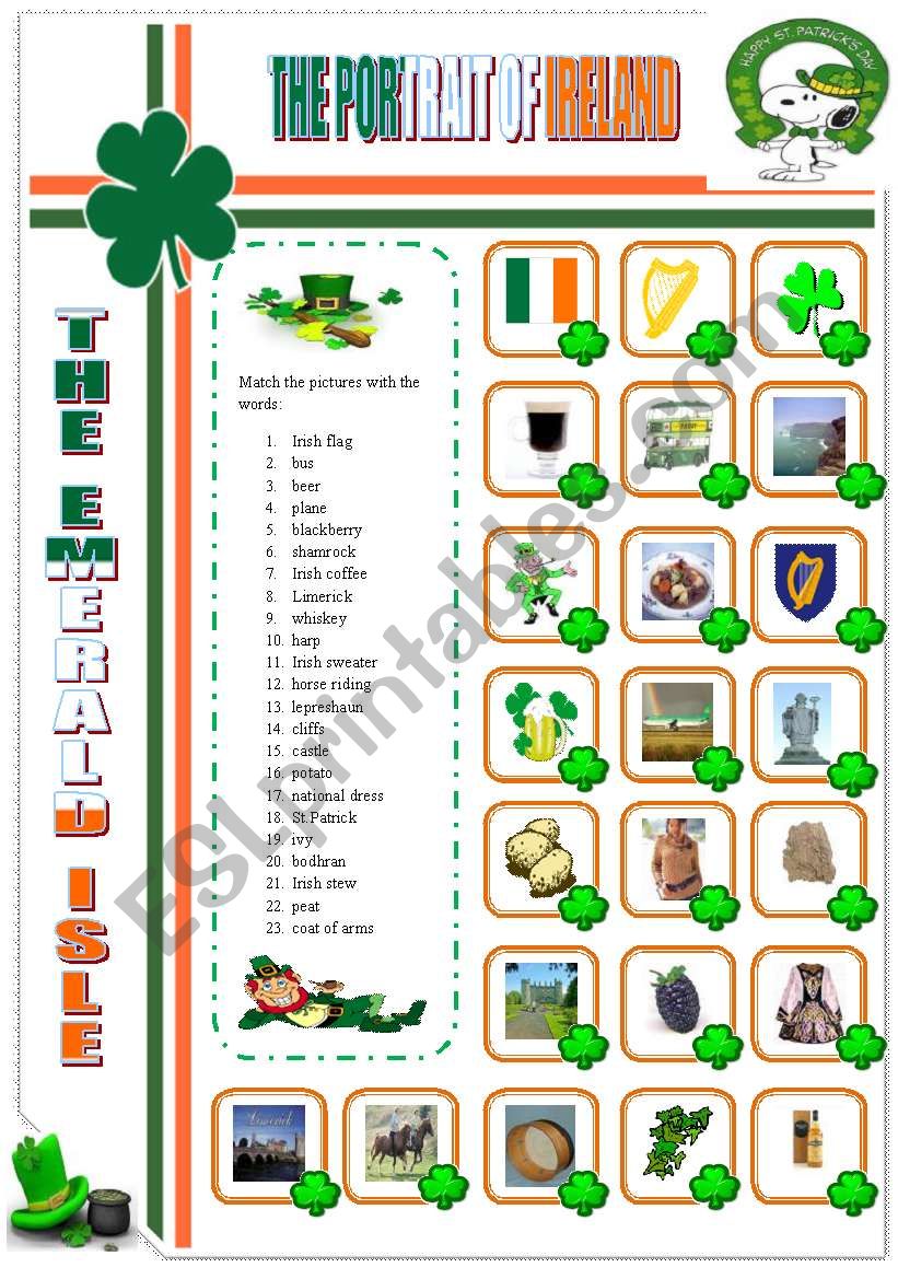 THE PORTRAIT OF IRELAND worksheet