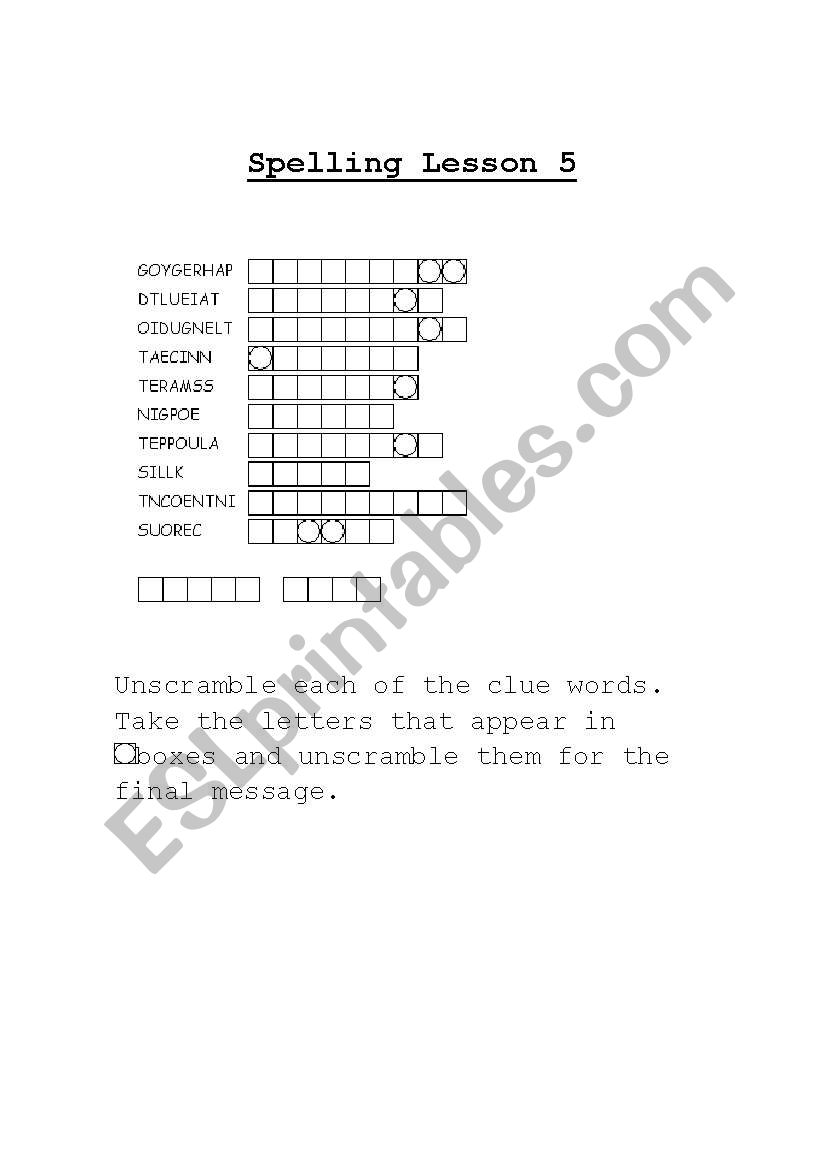 Hidden Message worksheet