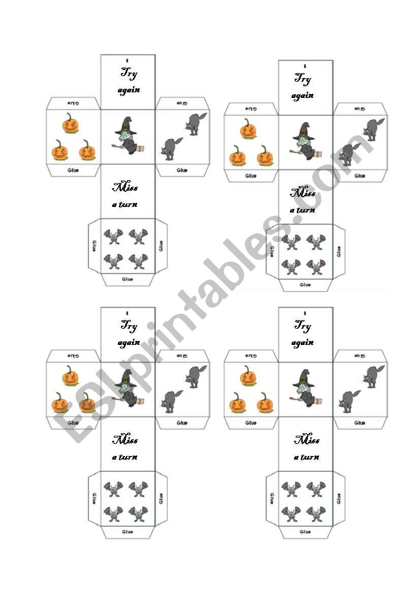 Halloween dice worksheet