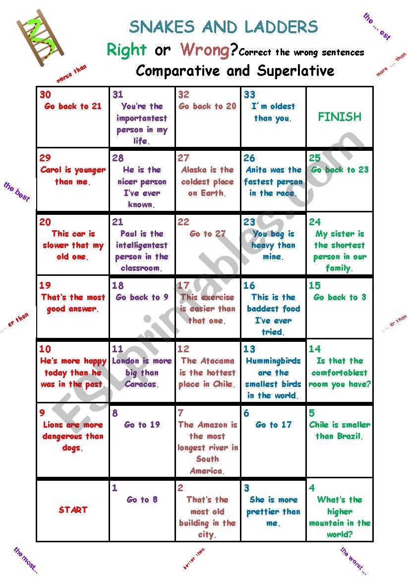 Game Board - Comparative and Superlative