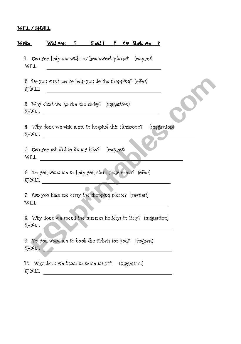 will-shall worksheet