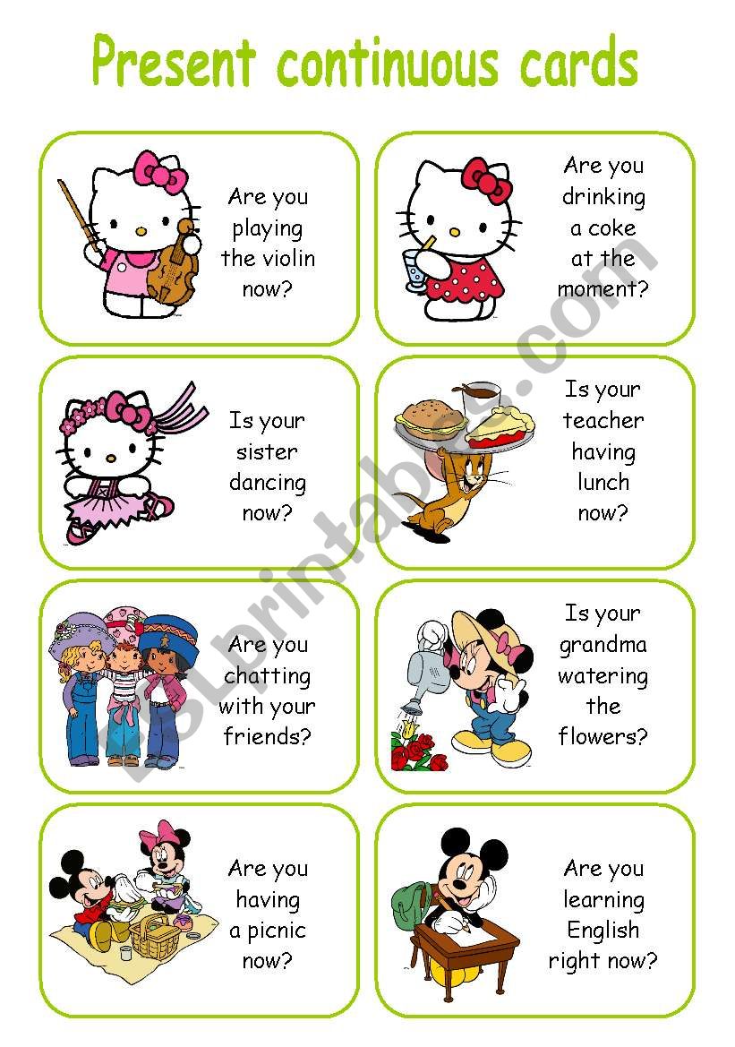 PRESENT CONTINUOUS CARDS 2/2 worksheet