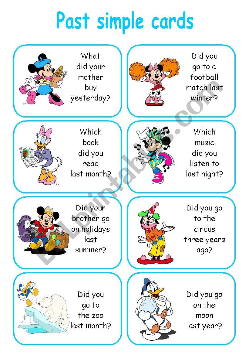 PAST SIMPLE CARDS 2/2 worksheet