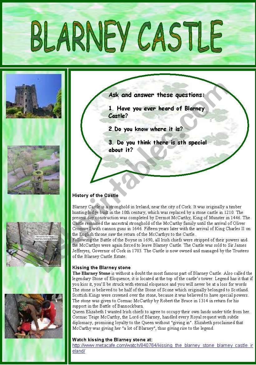 Blarney Castle worksheet