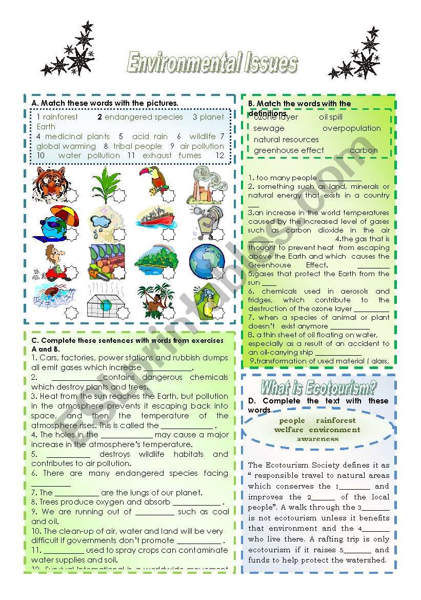 ENVIRONMENTAL PROBLEMS worksheet