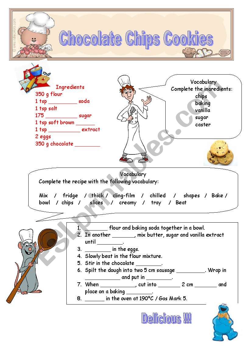 Chocolate Chips Cookies 2 worksheet