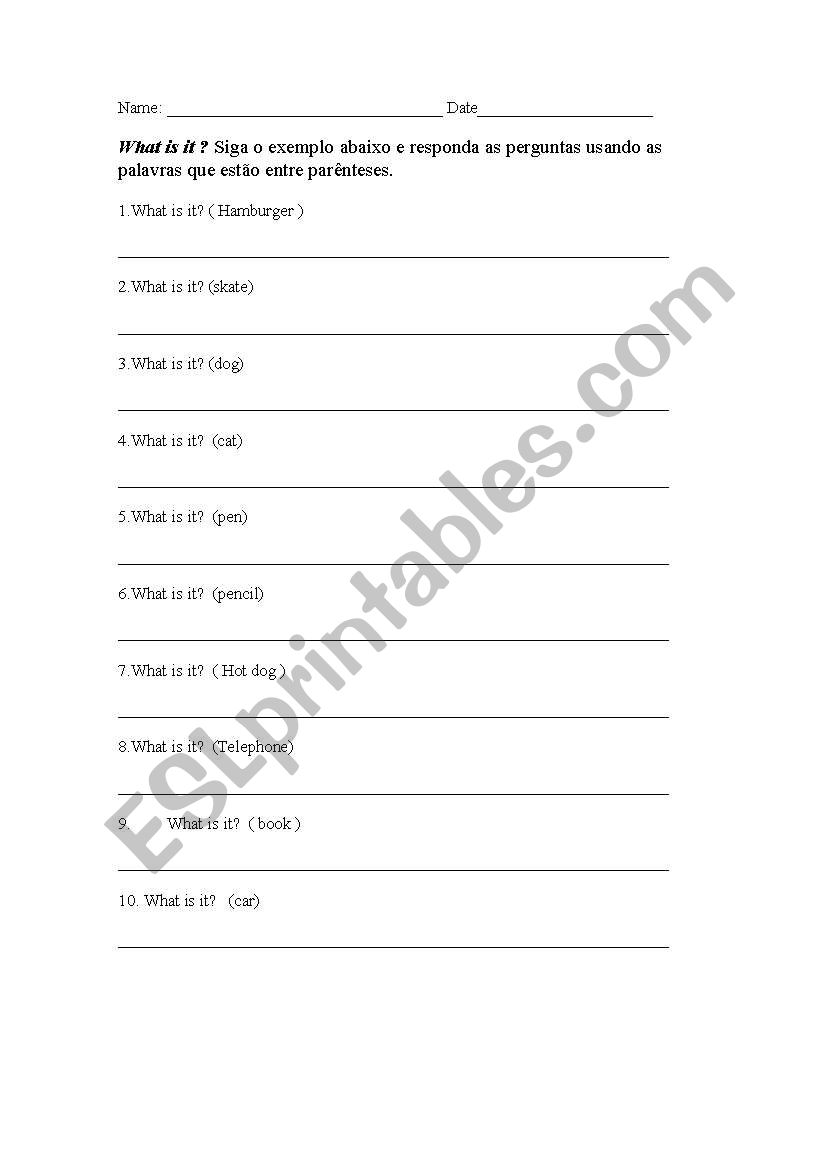 What is it? worksheet