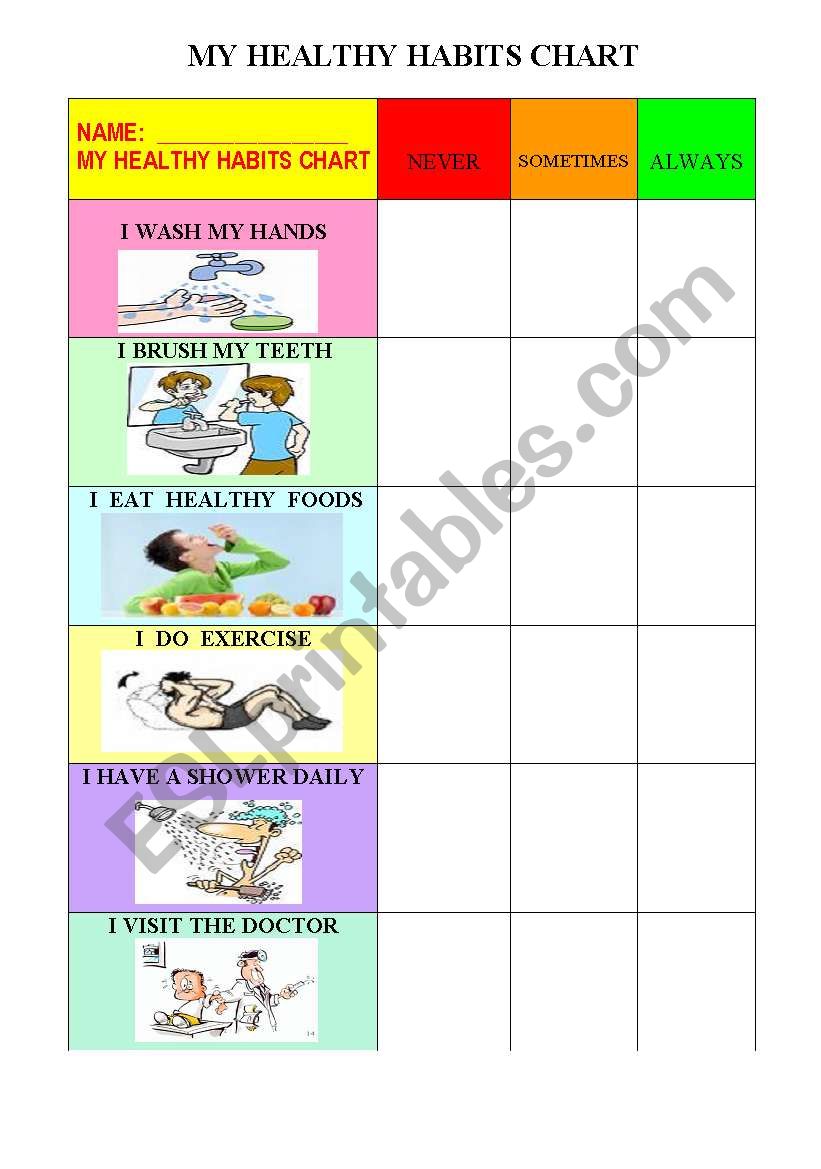 MY HEALTHY HABITS CHART worksheet