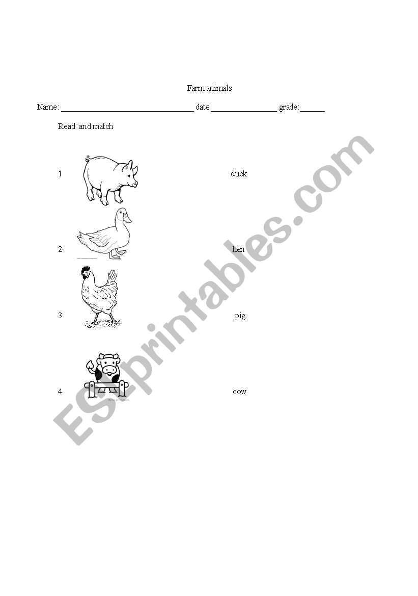 farm animals worksheet