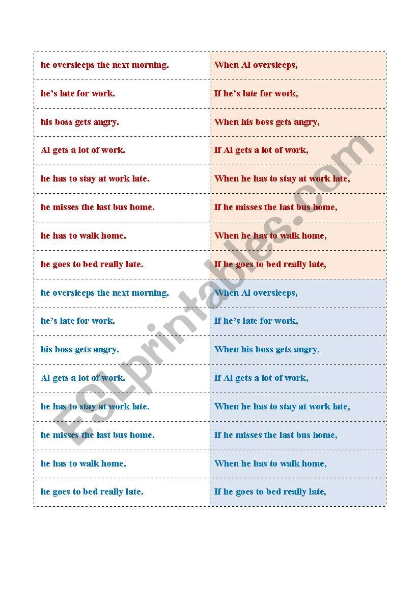 Zero Conditional dominoes worksheet