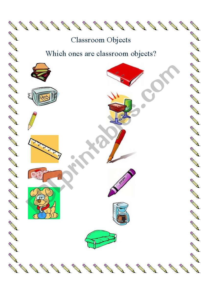Classroom objects worksheet