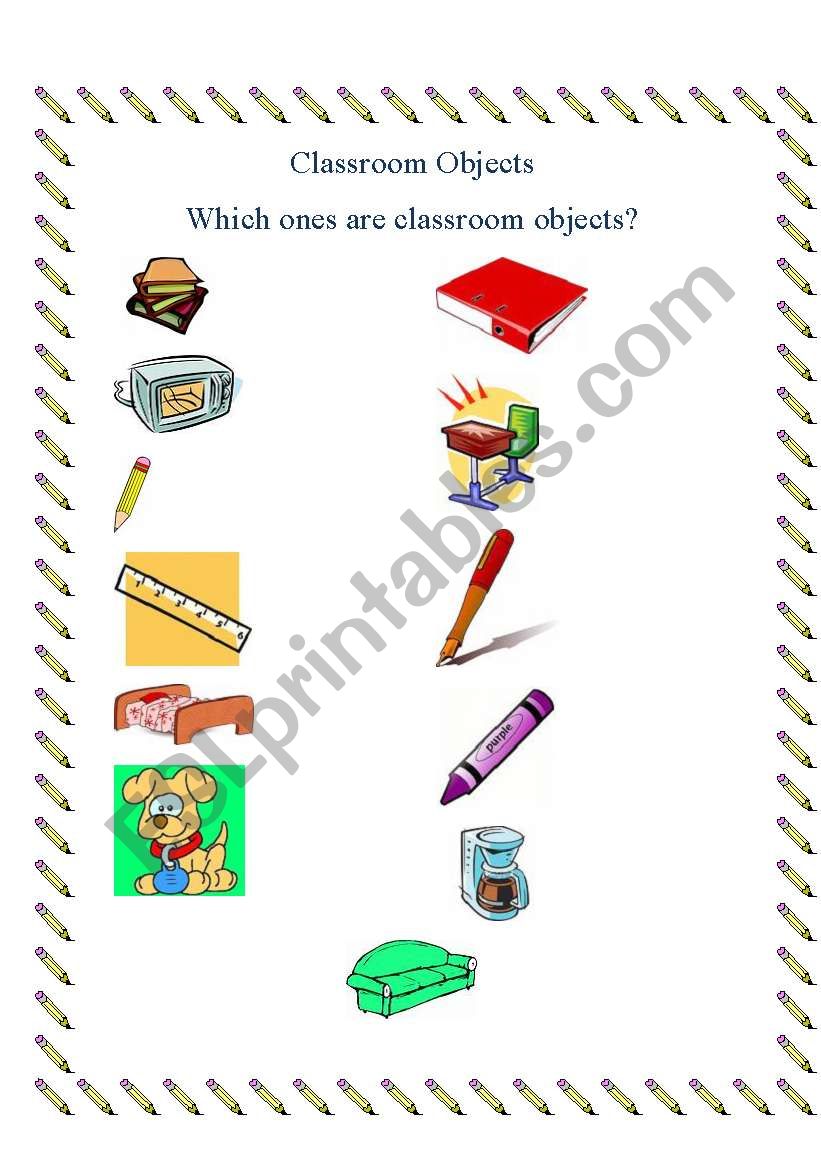 Classroom objects worksheet