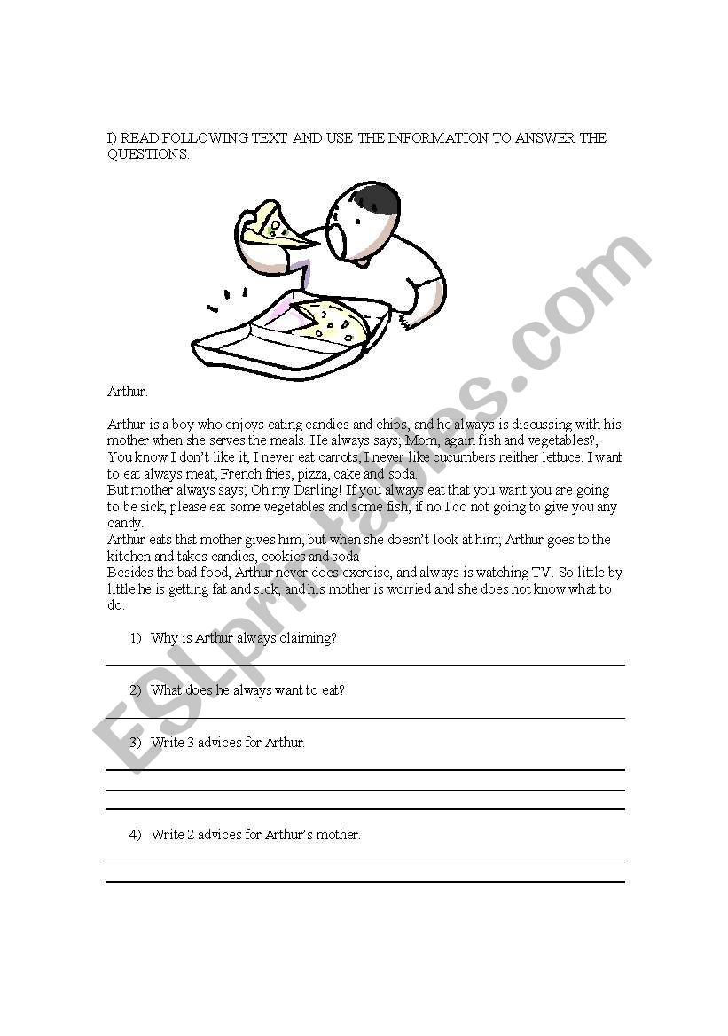 READING COMPRENHENTION worksheet