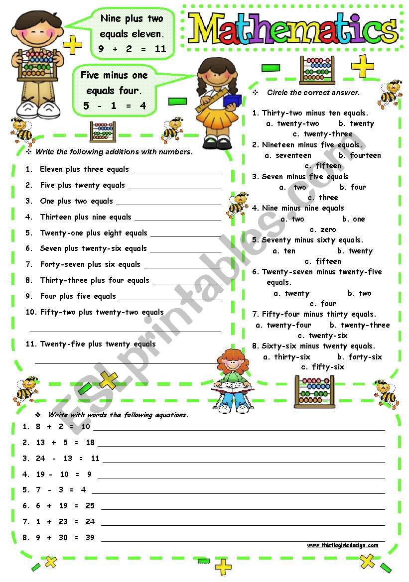 MATHEMATICS IN ENGLISH 2 worksheet