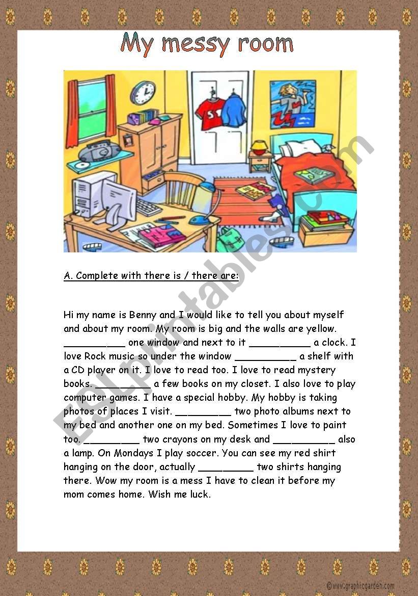 My Messy Room  (2 pages) worksheet