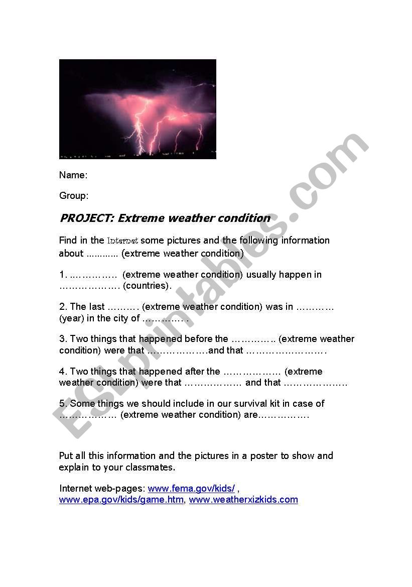 weather conditions worksheet