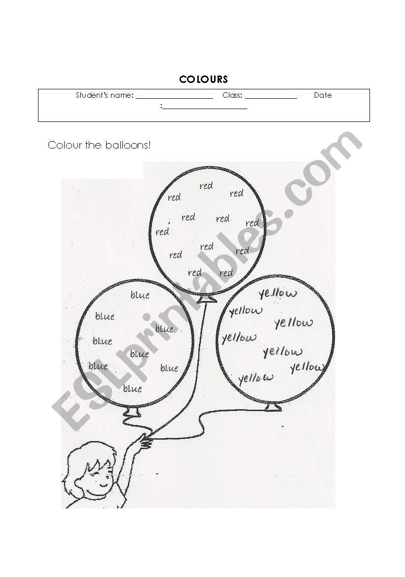 Colours  worksheet