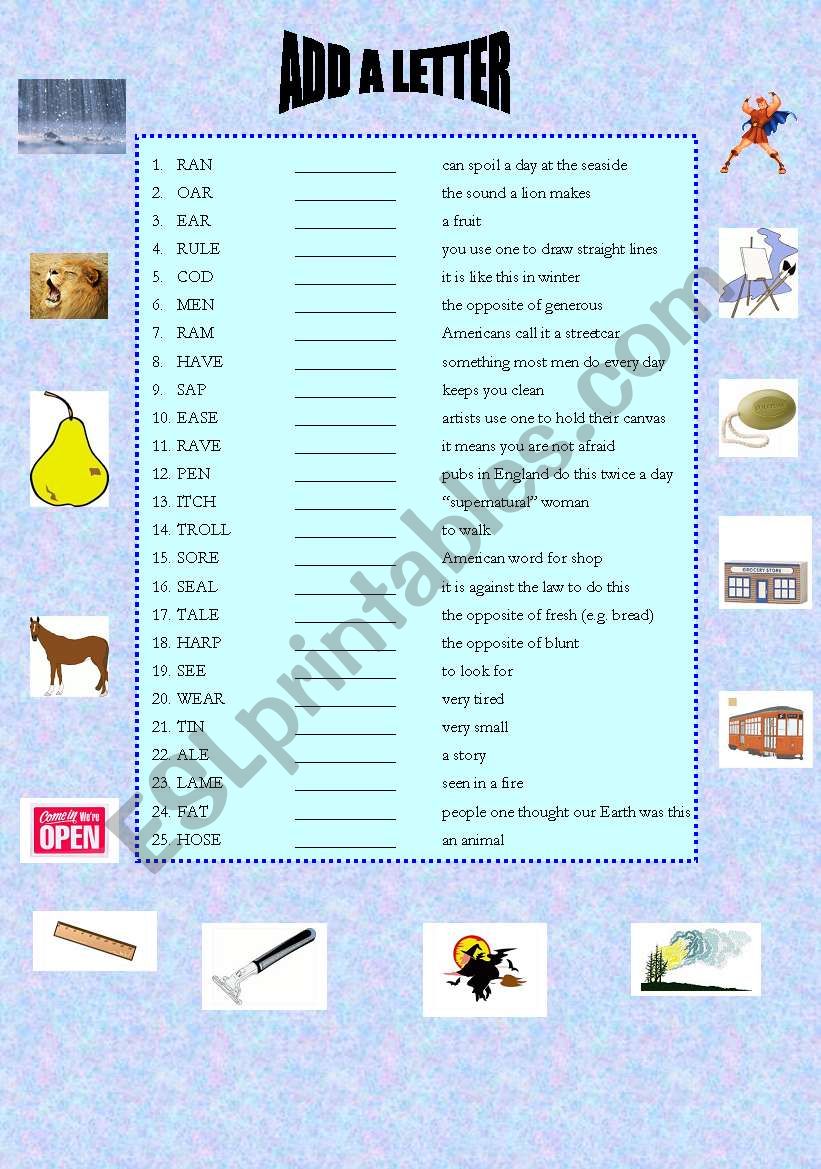 Add a letter worksheet