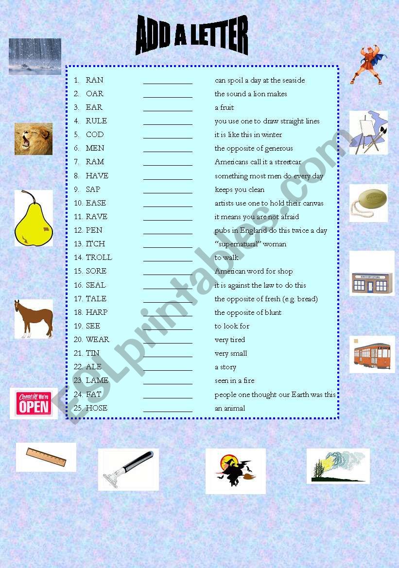 Add a letter worksheet